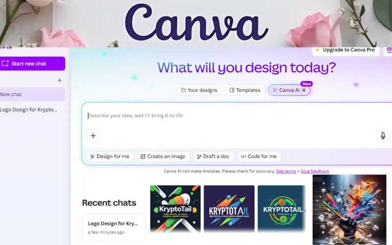 Canva AI generated and edited interface